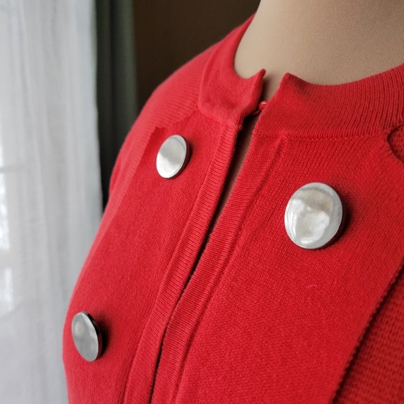 Chico's Red Hook & Eye Military Style Sweater Jacket, Size M - Picture 4 of 10